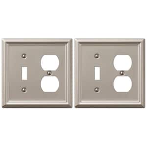 Ascher 2 Gang 1-Toggle and 1-Duplex Steel Wall Plate - Brushed Nickel (2-Pack)