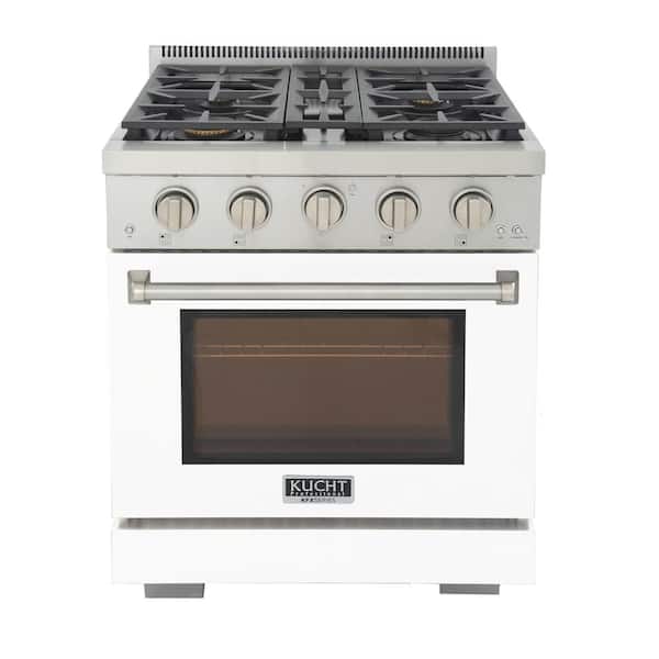 Kucht Professional 30 in. 4.2 cu. ft. 4 Burners Freestanding Natural Gas Range in White with Convention Oven