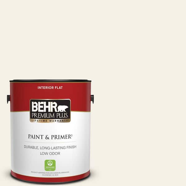 BEHR PREMIUM PLUS 1 gal. #GR-W15 Palais White Flat Low Odor Interior Paint & Primer