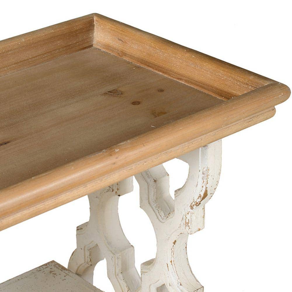 Cottage Charm Dual-Tone Fir Wood Console with Carved Panels