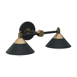 Frank 19 in. Bathroom Vanity Wall Light Fixture with 2-Lights Vintage Farmhouse Sconce and Black Metal (Set of 2)