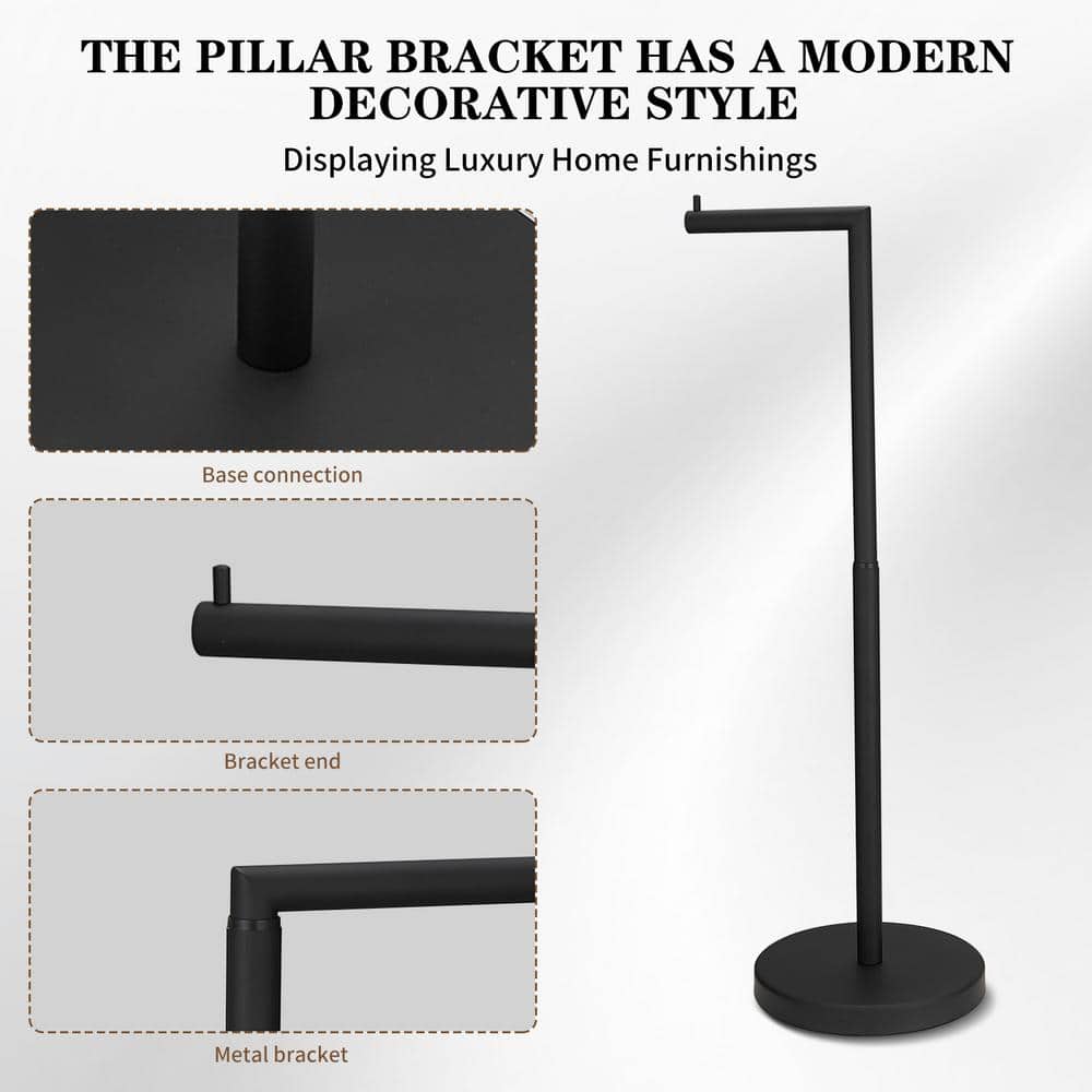 Matte Black Adjustable Freestanding Toilet Paper Holder