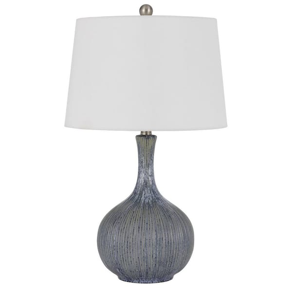 HomeRoots 25 in. Stone Ceramic Table Lamp with White Empire Shade