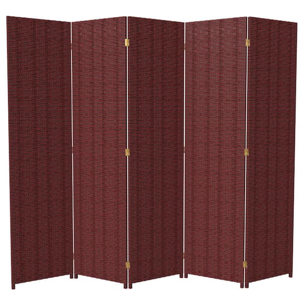 Oriental Furniture 6 ft. Red-Black 5-Panel Room Divider