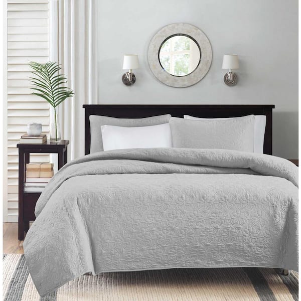 Madison Park Mansfield 3 Piece Grey, How Big Is A California King Bedspread