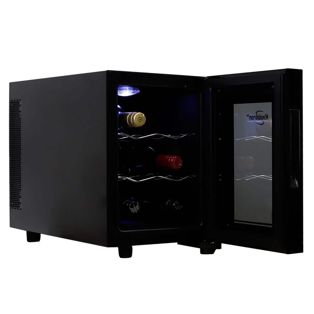 Black Thermoelectric Freestanding Wine Cooler with UV Glass Door