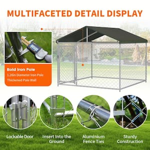 10 ft. x 10 ft. x 8 ft. Weatherproof Dog Kennel Outdoor Pet Enclosure with Metal Door Suitable for Yard Use