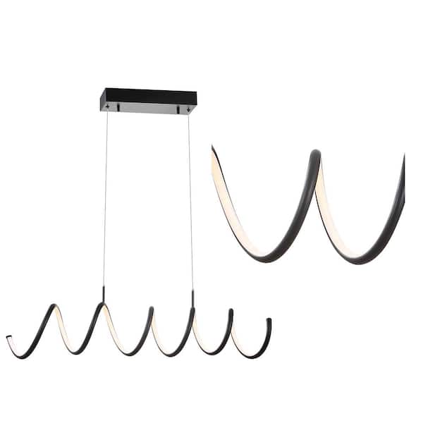 Ali 31 in. Dimmable Adjustable Integrated LED Black Metal Linear Pendant