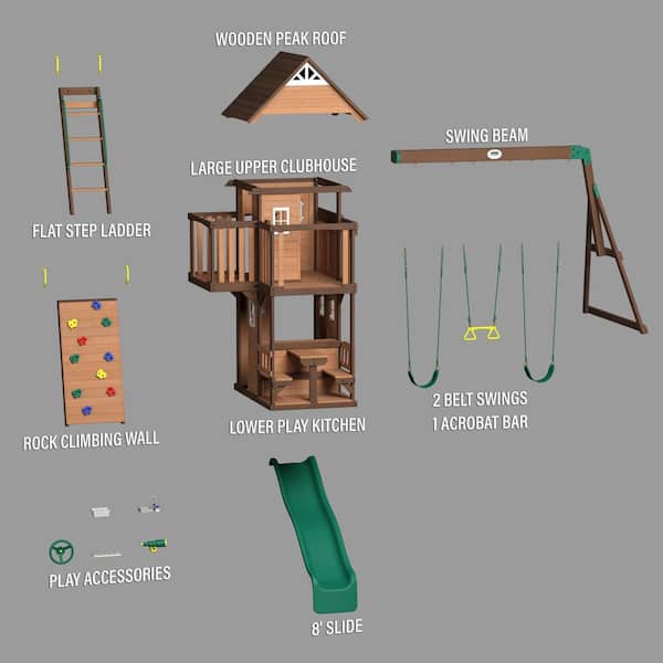 Backyard Discovery Spruce Hollow Spruce Wood Outdoor Swing Set