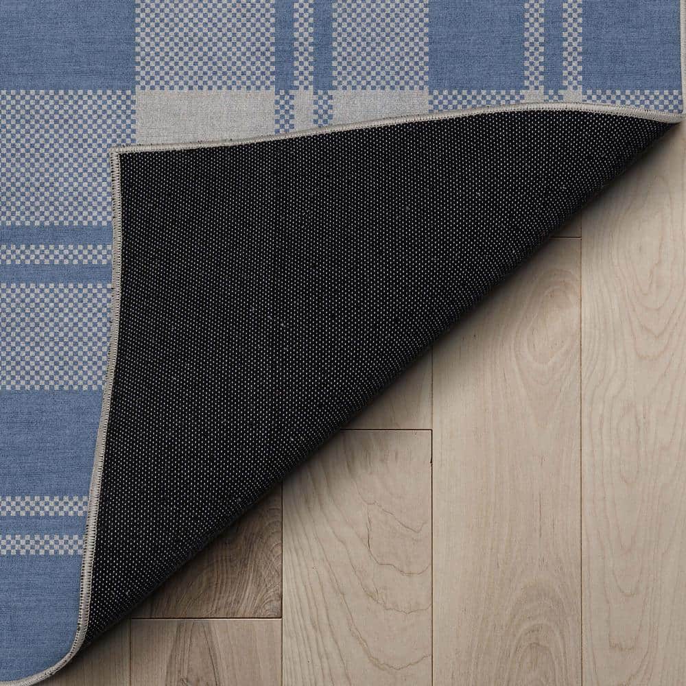 Apollo Blue and White Synthetic Flat Woven 5' x 7' Area Rug