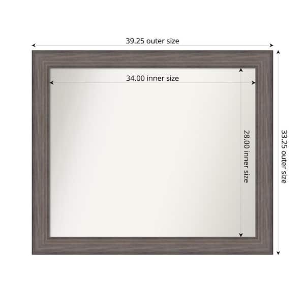 Amanti Art Country Barnwood 39.25 in. W. x 33.25 in. Custom Non-Beveled Wood Framed Bathroom Vanity Wall Mirror