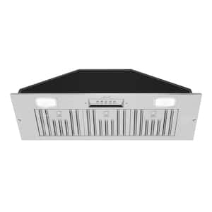 Range Hood Insert/Built-In 36 in. Ultra Quiet Powerful Suction Stainless Steel Ducted Kitchen Vent Hood with LED Lights