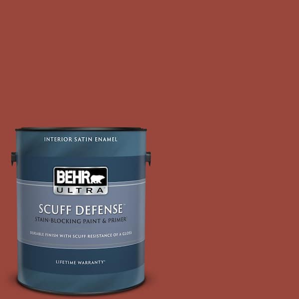 BEHR ULTRA 1 gal. #S-H-190 Antique Red Extra Durable Satin Enamel Interior Paint & Primer