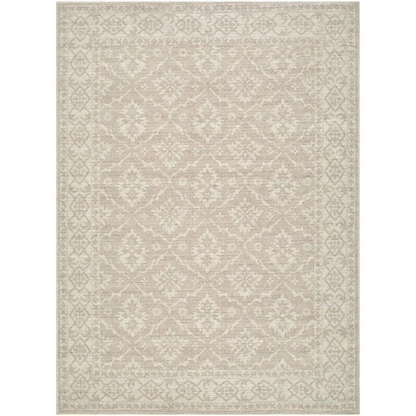 Nabela Noor Home Aram Oatmeal Traditional 1 ft. x 2 ft. Machine Woven Area Rug