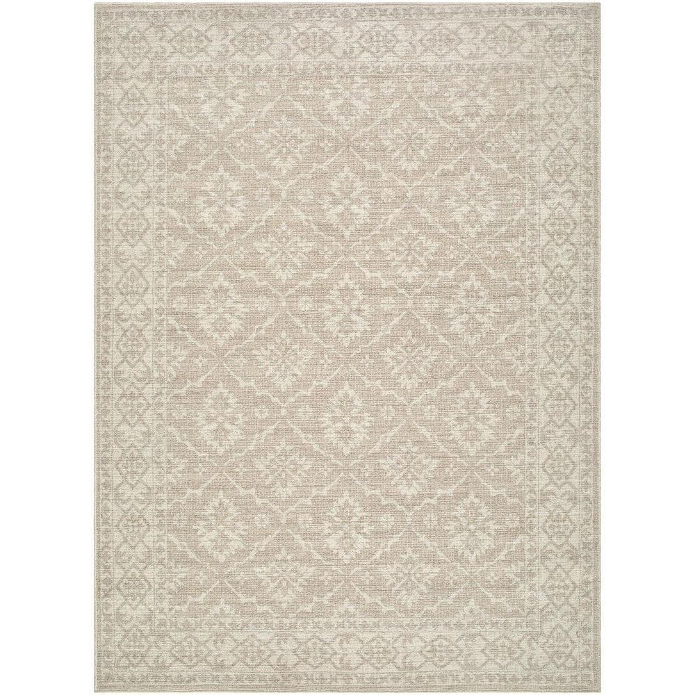 Nabela Noor Home Aram Oatmeal Traditional 9 ft. x 12 ft. Machine Woven Area Rug