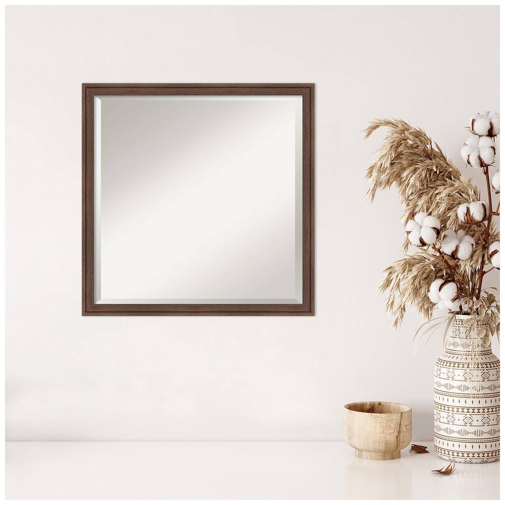 Florence Medium Brown Square Wood Framed Wall Mirror