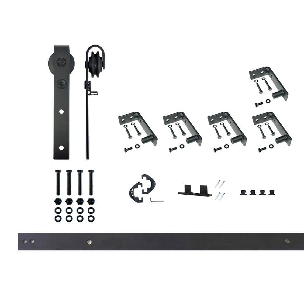 6.6 ft./79 in. Black Rustic Ceiling Mount Non-Bypass Sliding Barn Door Track and Hardware Kit for Single Door price history on PriceWatchPro