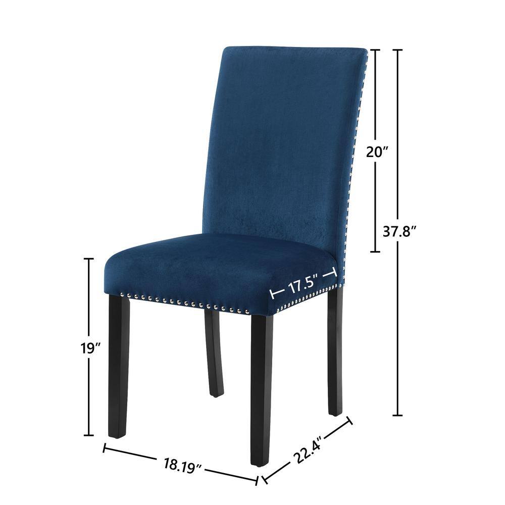 Celeste Transitional Blue Velvet Upholstered Parsons Side Chair