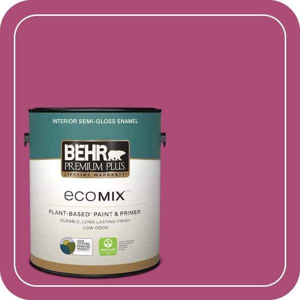 1 gal. #100B-7 Hot Pink Semi-Gloss Enamel EcoMix Plant-Based Interior Paint & Primer