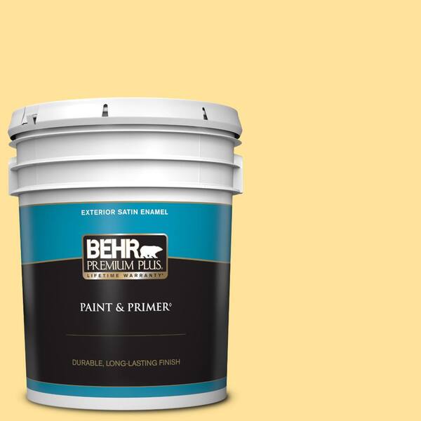 BEHR PREMIUM PLUS 5 gal. #P290-3 Roasted Corn Satin Enamel Exterior Paint & Primer