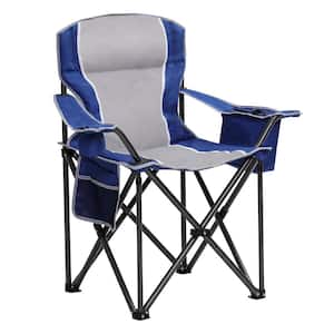 39.5" x25" x 39.5" Heavy duty steel frame Folding Camping Chairs Weight capacity 450 lbs cup holder and cooler bags Blue