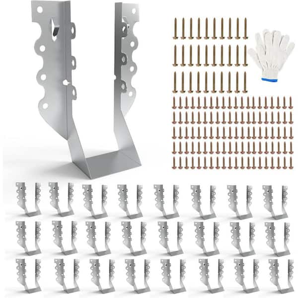 2x6 Joist Hangers with Screws 20-Gauge Galvanized Steel Face Mount Brackets 25 Pack for Wood Posts and Construction