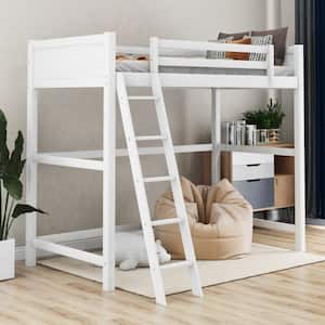 Charlie White Twin Loft Bed with Guard Rail 72 in. H x 80 in. W x 42 in. D