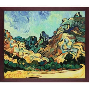 Mountains at St. Remy with Dark Cottage by Vincent Van Gogh Open Framed Nature Painting Art Print 22.5 in. x 26.5 in.