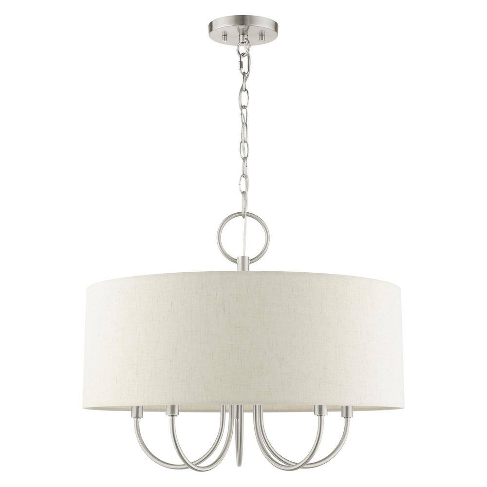 Mini Drum 5-Light Brushed Nickel Pendant Chandelier