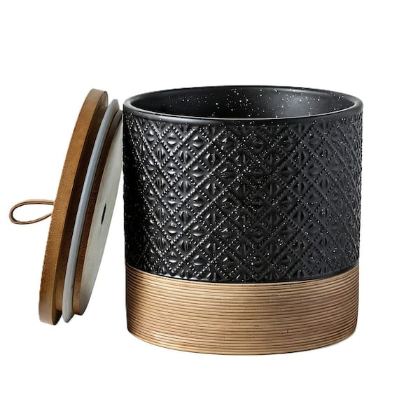 42 oz. Ceramic Jar with Airtight Lid, Coffee Container, Black Kitchen Food Storage Jar for Candy Spice Sugar Tea Bag