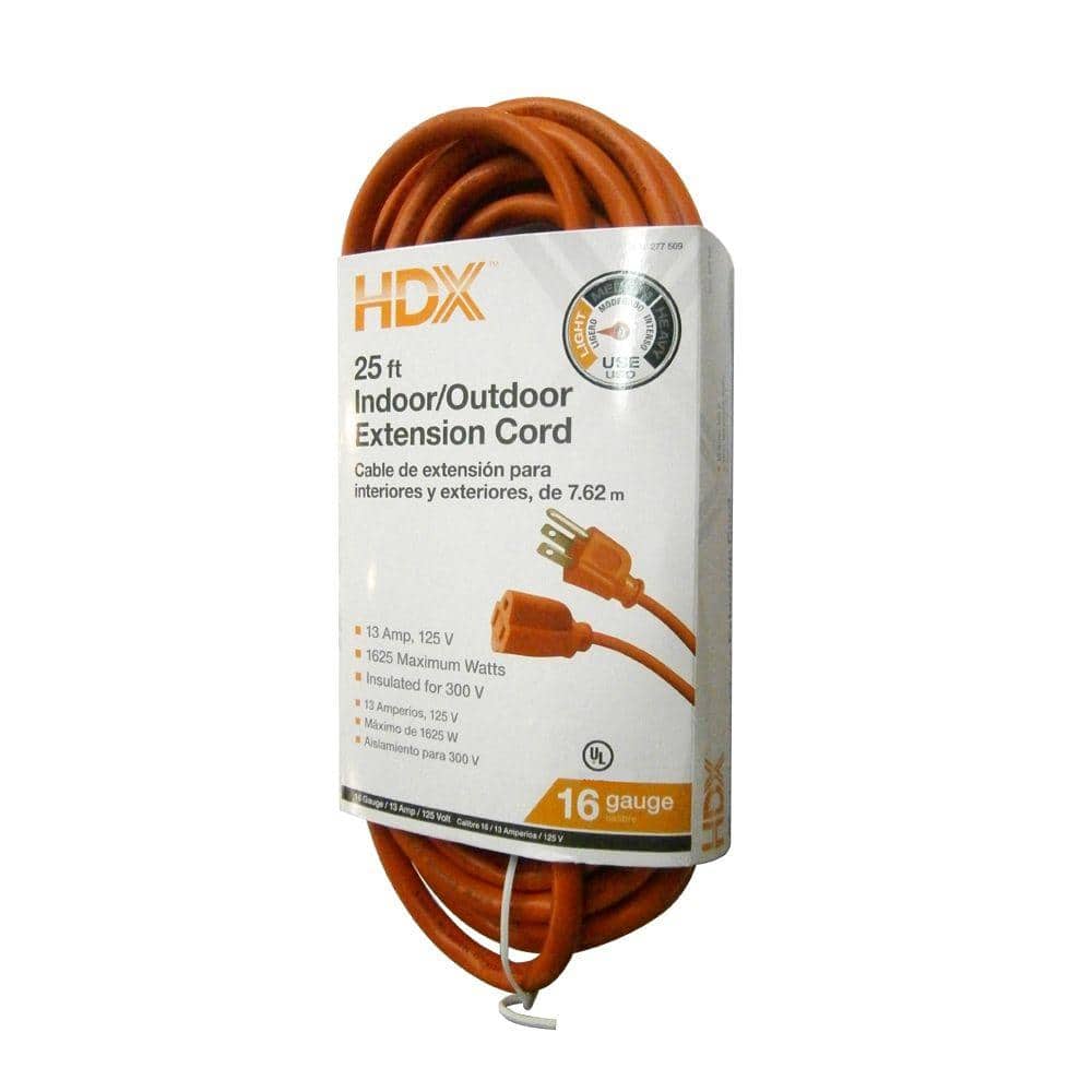 25 Feet KMC 16 AWG Power Outdoor Extension Cord with Winding Cord Shelf 16/3 Heavy Duty 3 Prong Bright Orange Extension Cord 