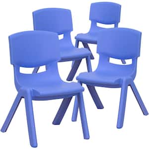 4-Pack Blue Plastic Stackable School Chair with 10.5 in. Seat Height