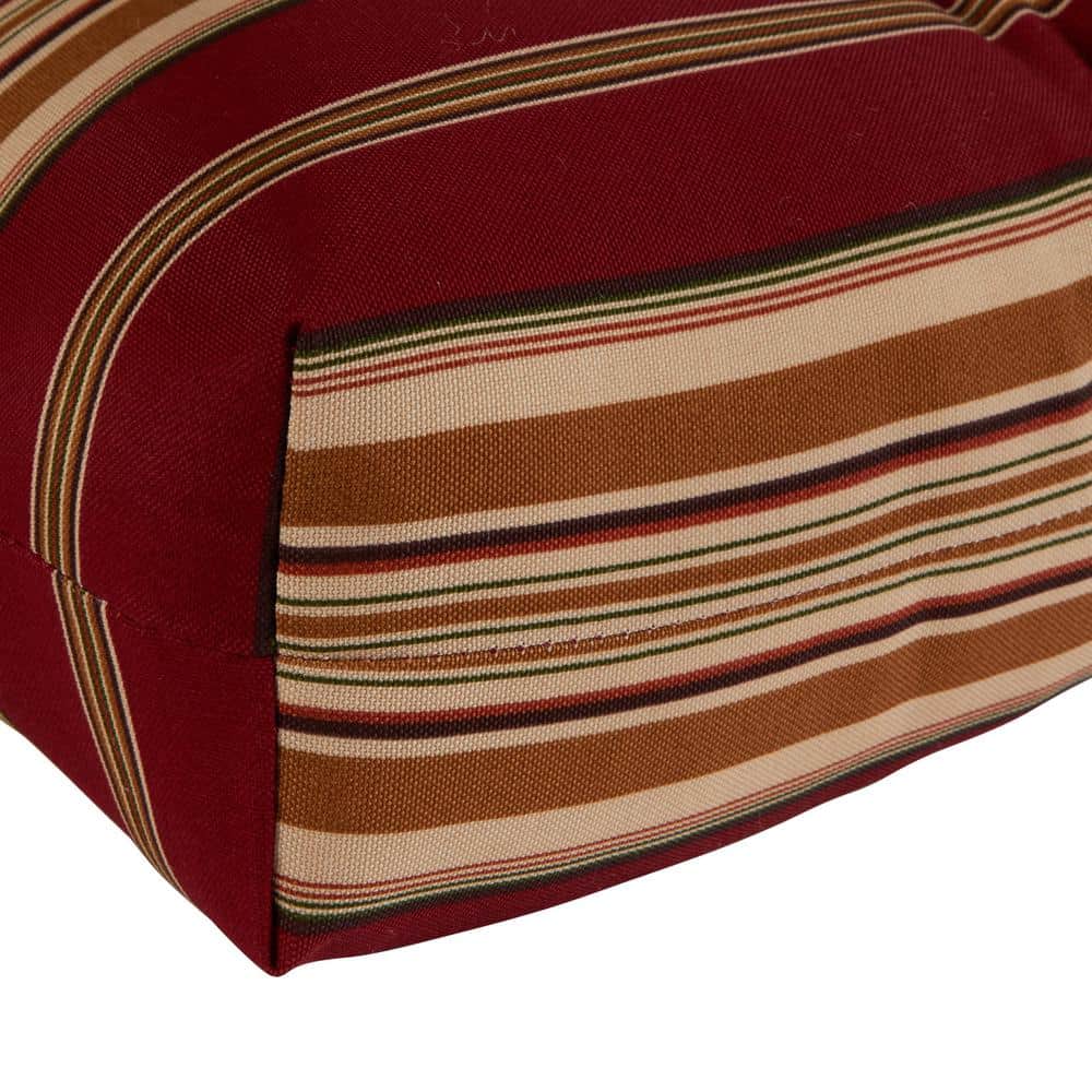 Roma Stripe Red and Beige Outdoor High Back Chair Cushion