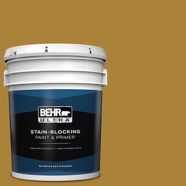 BEHR ULTRA 5 gal. #340D-7 Golden Green Satin Enamel Exterior Paint & Primer