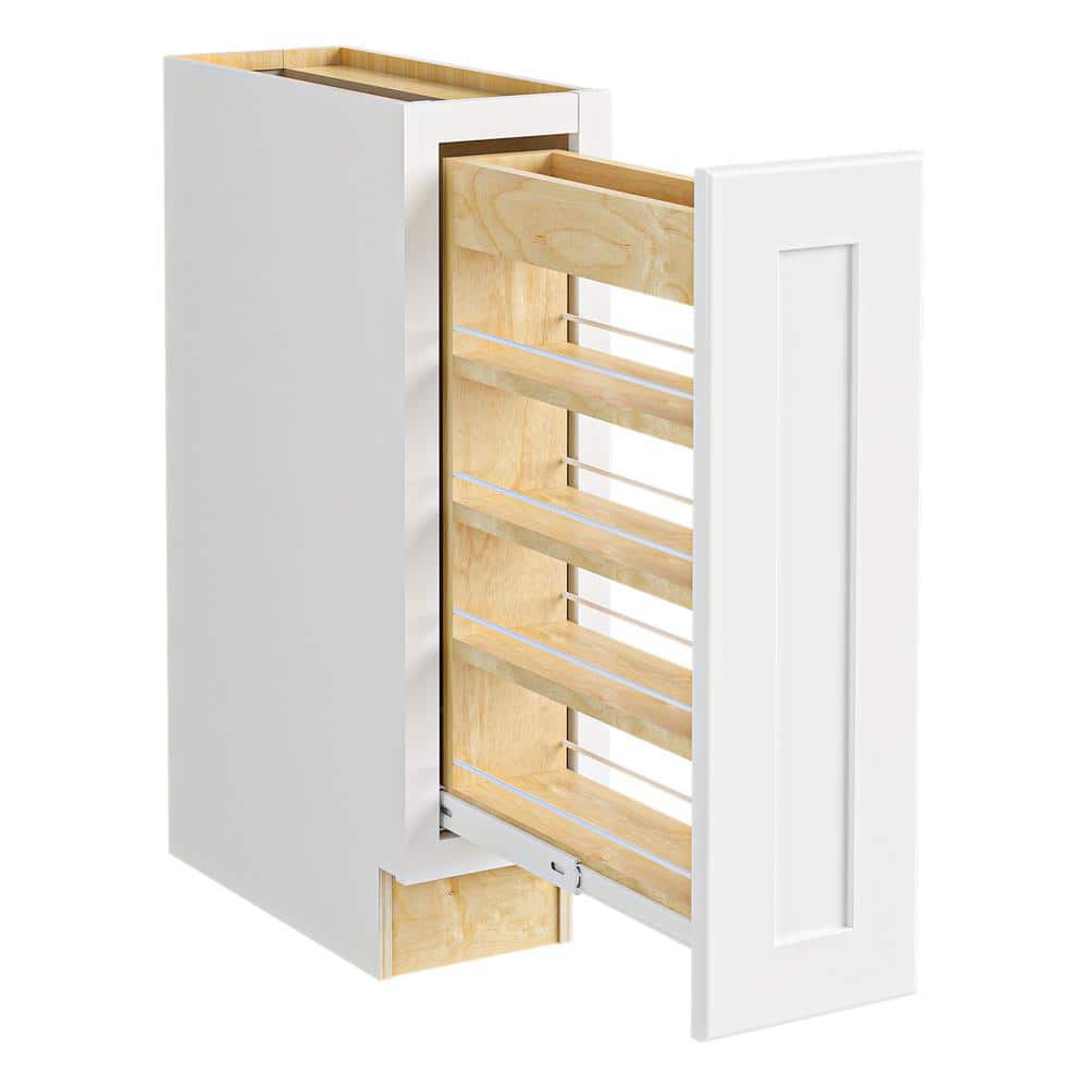 Newport 9 in. W x 24 in. D x 34.5 in. H Assembled Plywood Pull Out Pantry Kitchen Cabinet in Pacific White Soft Close price history on PriceWatchPro