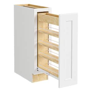 Newport Pacific White Plywood Shaker Assembled Pull Out Pantry Kitchen Cabinet Soft Close 9 in W x 24 in D x 34.5 in H