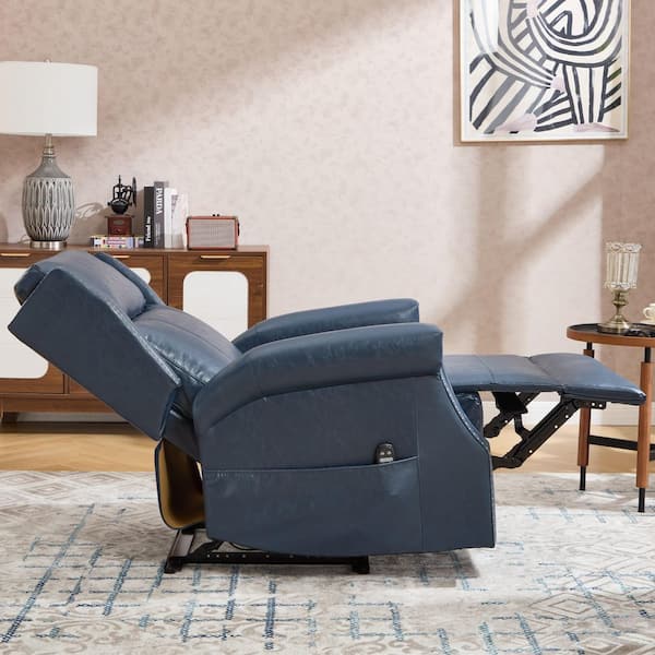 aisword Blue High-End Leather Manual Recliner Chair with Massage