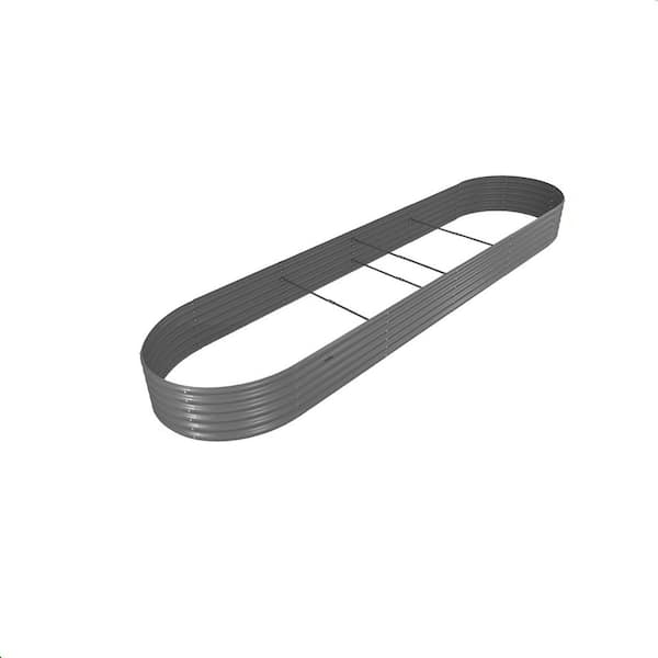 Sudzendf 12 x 3 x 1.5 ft qt. Gray Metal Oval Outdoor Raised Garden Beds Planter Box for Planting Vegetables Flowers (3-Pack)