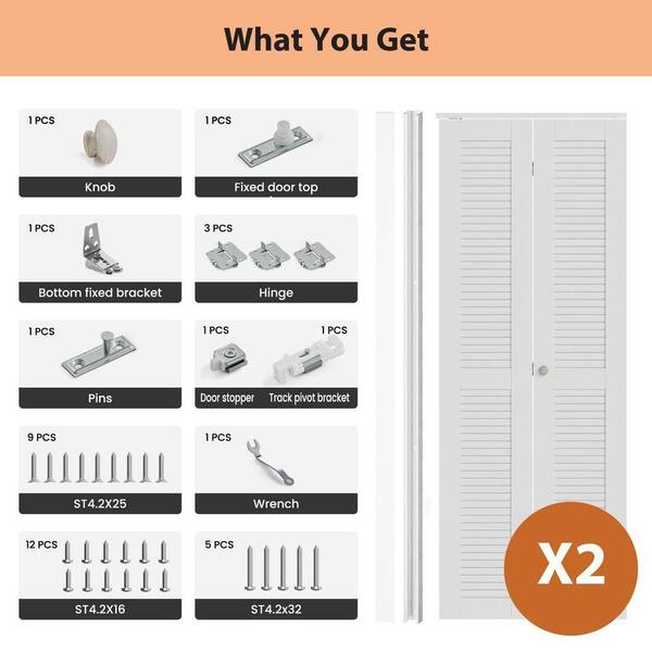 SOCBAZZAR 60 in. x 78.75 in. Full Panel Louvered Solid Core White