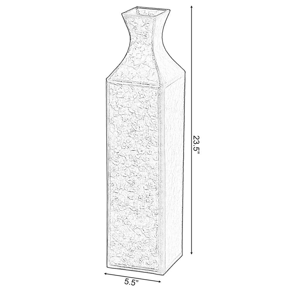 Large Gold Textured Metal Bottle Shape Floor Vase