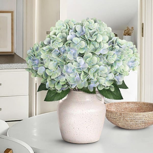 マルチフラワーヤーンBL LIVING LUXURY 18 in. Mint Blue Natural Touch Artificial Hydrangea