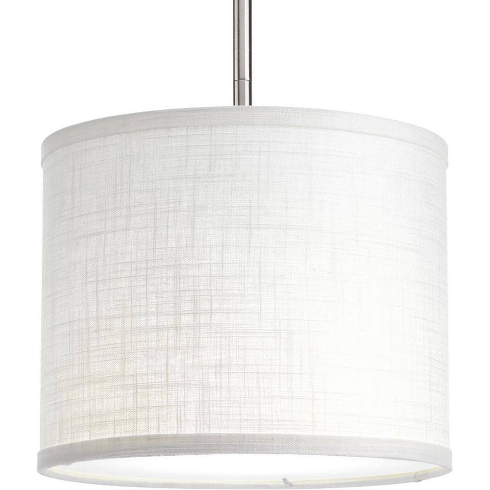 Off-White Linen Drum Pendant Shade with Acrylic Diffuser