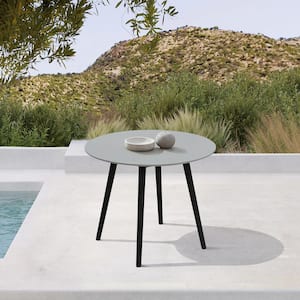 Sydney Black Eucalyptus Round Wood and Stone Outdoor Dining Table