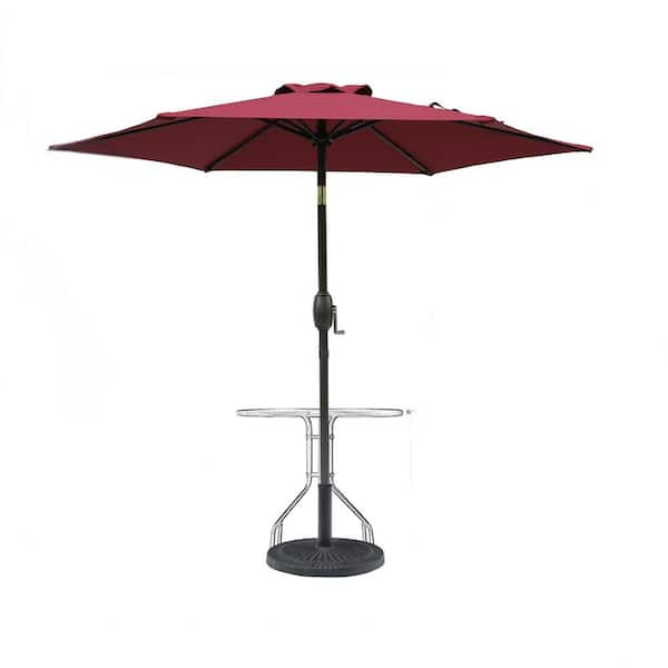 Unbranded 7.5 ft. Aluminum Market Patio Umbrella with Crank and Push Button Tilt in Red.