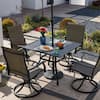 Unbranded 5-Piece Swivel Patio Dining Set Textilene Fabric Iron Metal Outdoor Chairs and Table Set with Umbrella Hole for Garden SDS1-T2