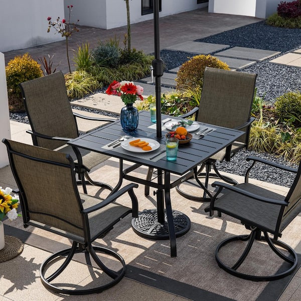 Aazon.co: Square Outdoor Table, Patio Table With Ubrella Hole, Patio