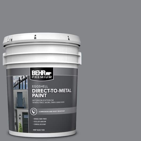 BEHR PREMIUM 5 gal. #N500-5 Magnetic Gray Color Eggshell Direct to Metal Interior/Exterior Paint