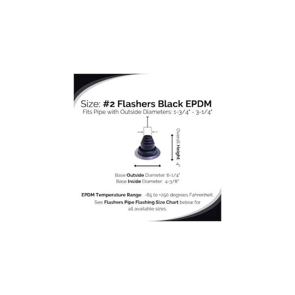 6.25 in. x 6.25 in. PVC Base Vent Pipe Flashing with Adjustable Rubber Collar in Black 6.25 in. x 6.25 in. PVC Base Vent Pipe Flashing with Adjustable Rubber Collar in Black