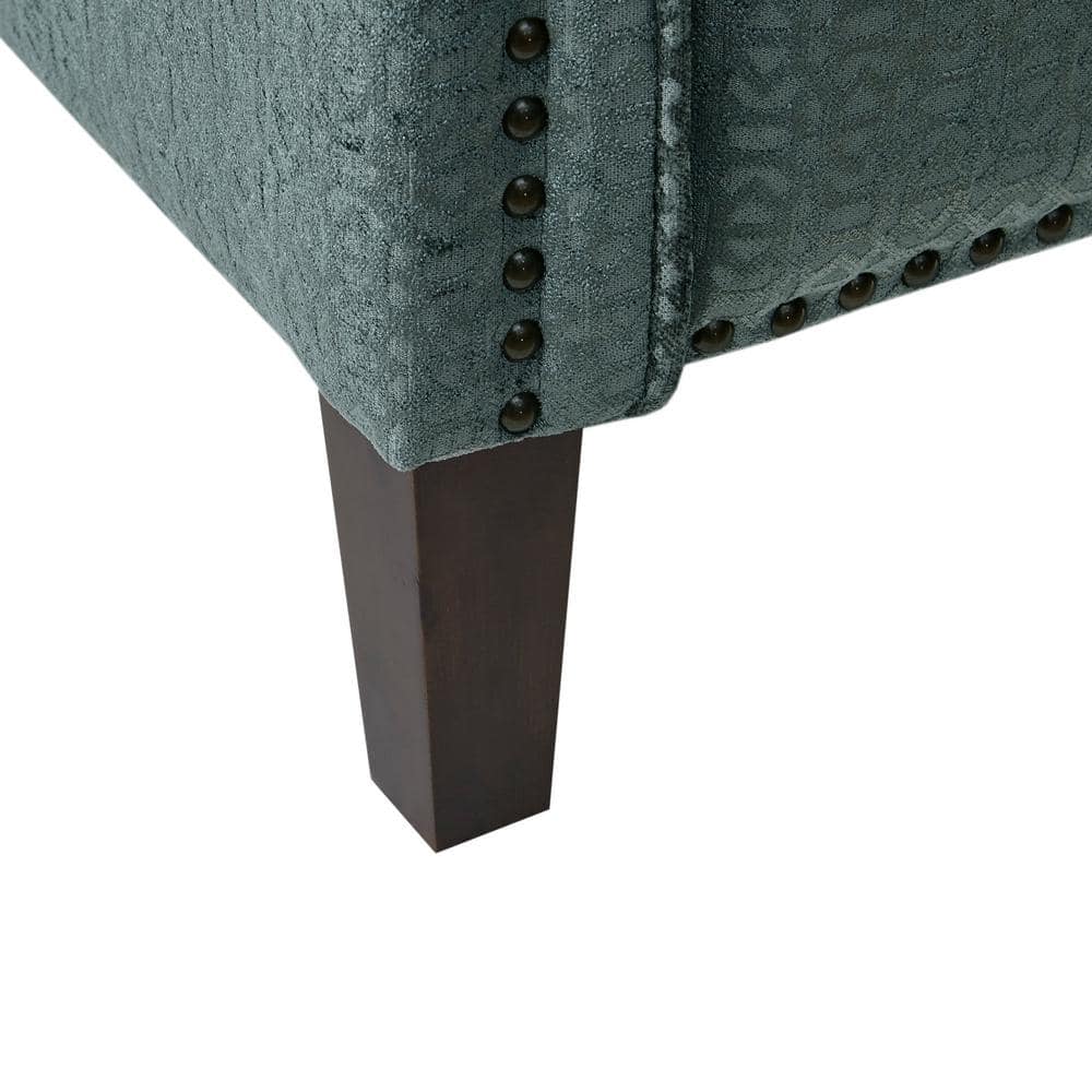 Elegant Gray Velvet Push Back Recliner with Bronze Nailhead Trim