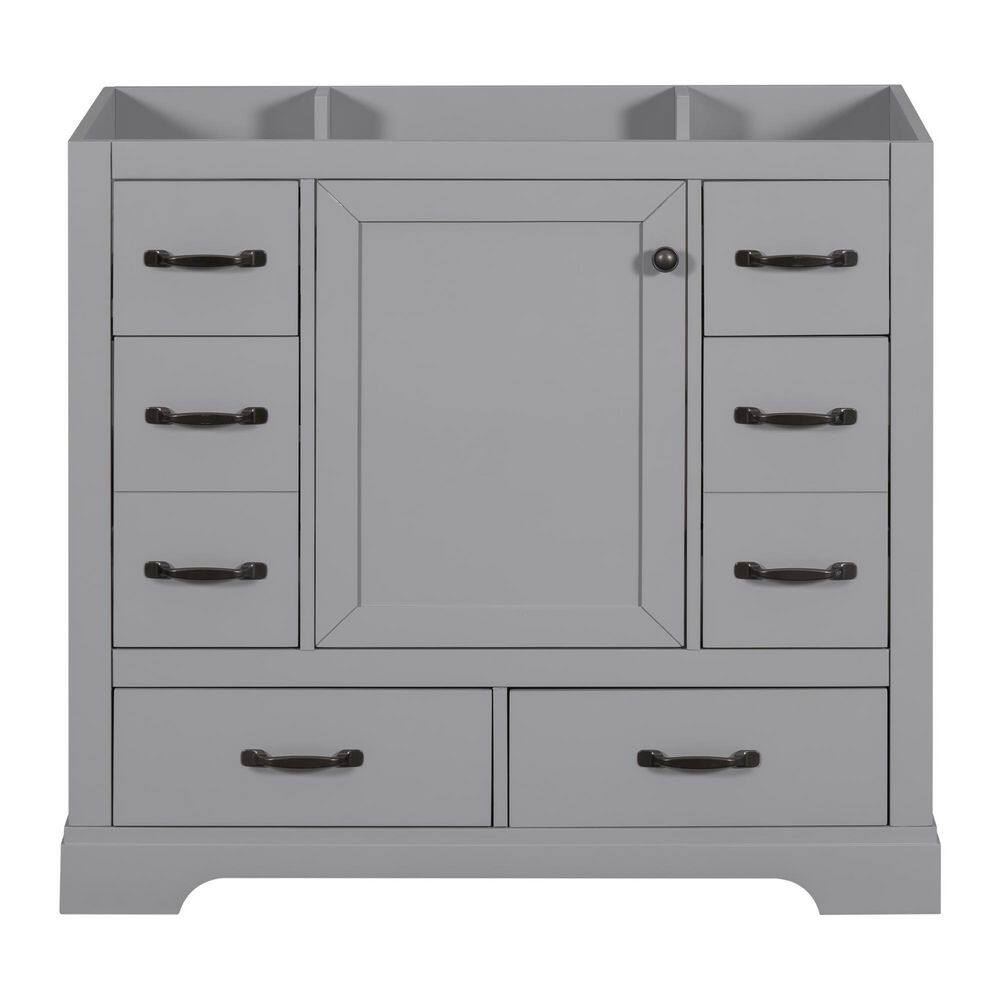 36 in. Freestanding Rectangular Bath Vanity Cabinet without Top in Gray wit